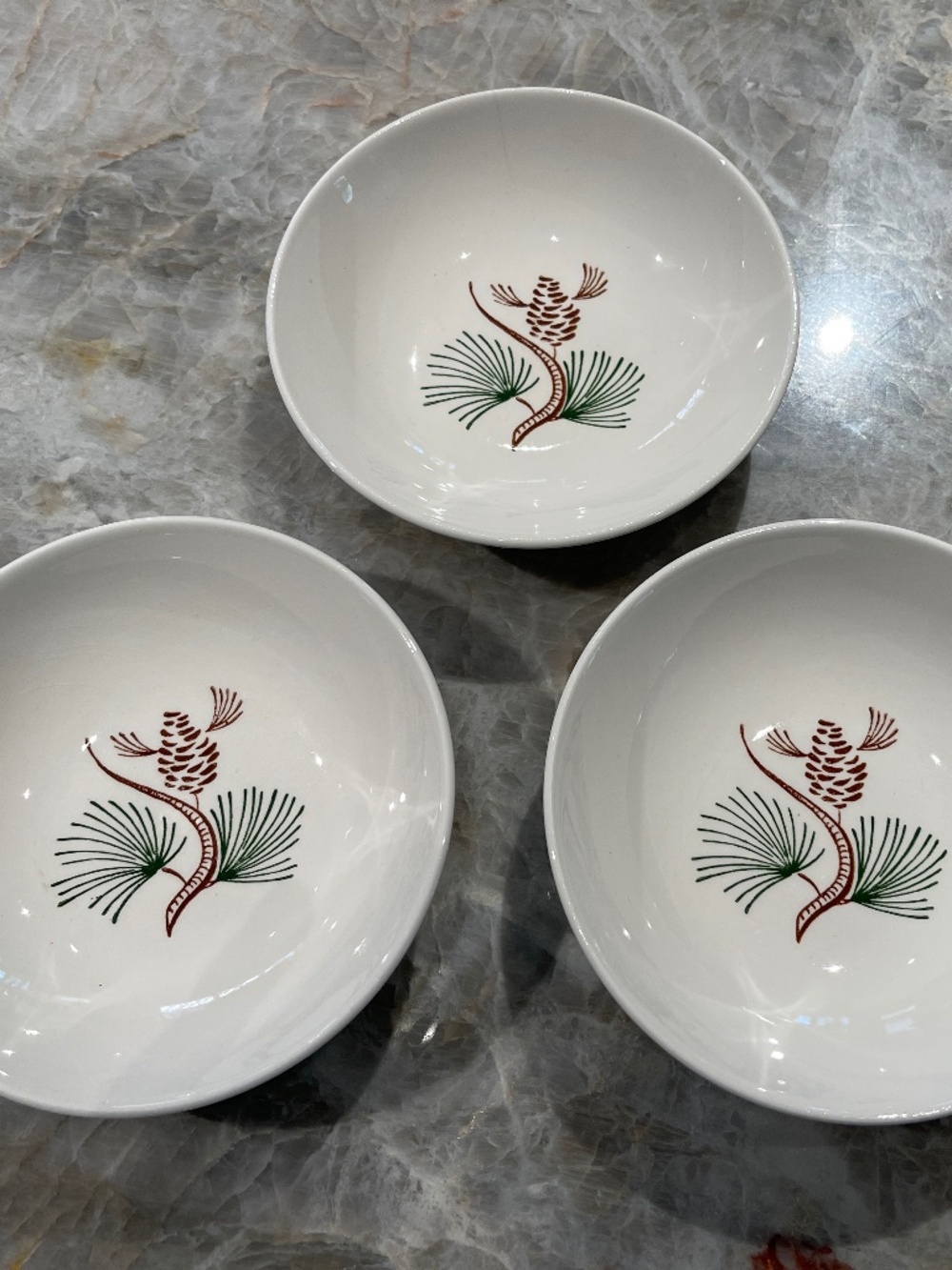 Stetson Marcrest~Vintage Misty Pine  ovenproof hand painted underglaze bowls
